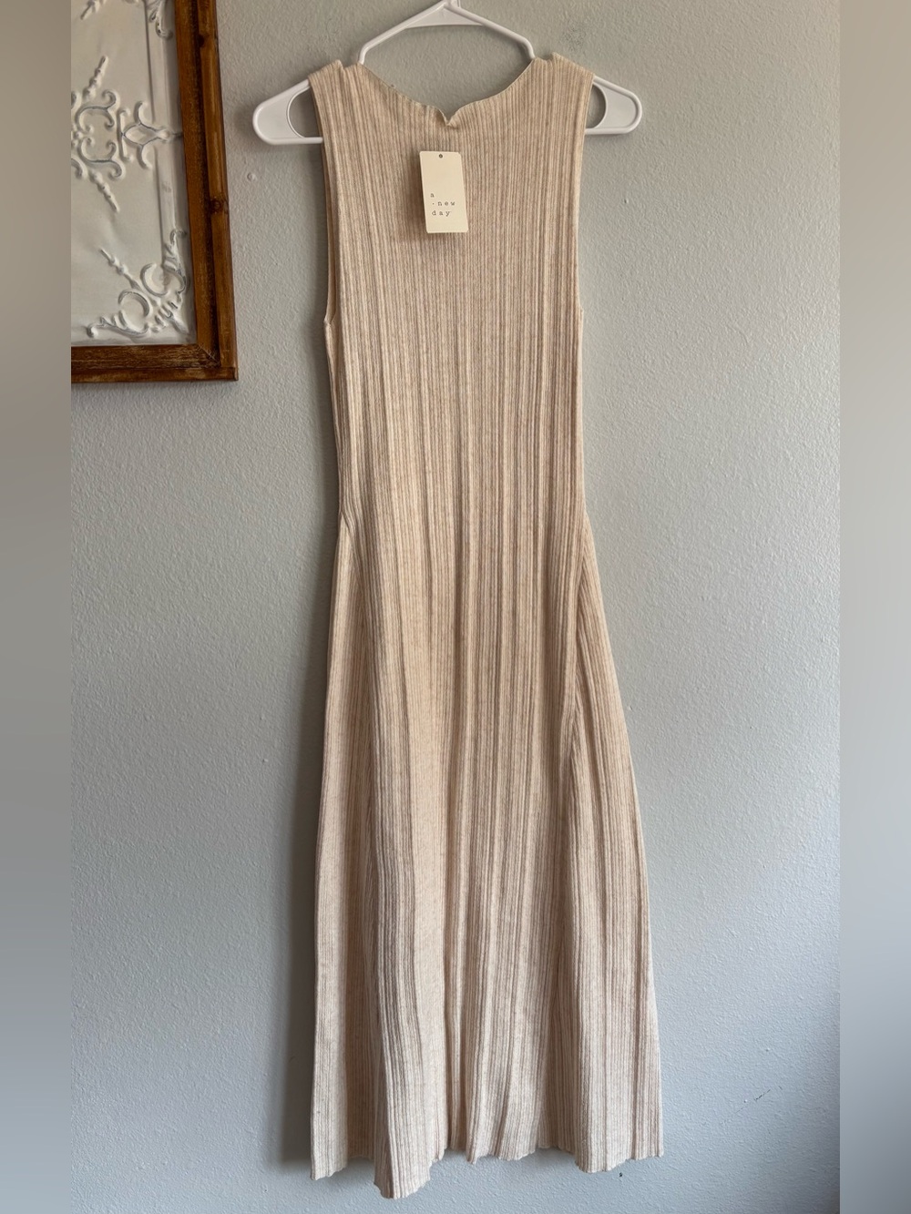 A New Day Women's Sleeveless Dress Size Large NWT cream Oatmeal Maxi Summer